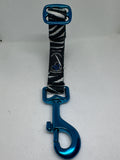 Secure the Pooch B+W Zebra Blu MTL Patented Nekleash One of Kind Dual Use Convertible Key Lanyard Dog Leash ❤️🐶 🐶 🐶