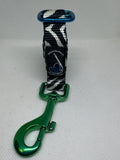 Secure the Pooch B+W Zebra Blu GRN MTL Patented Nekleash One of Kind Dual Use Convertible Key Lanyard Dog Leash ❤️🐶
